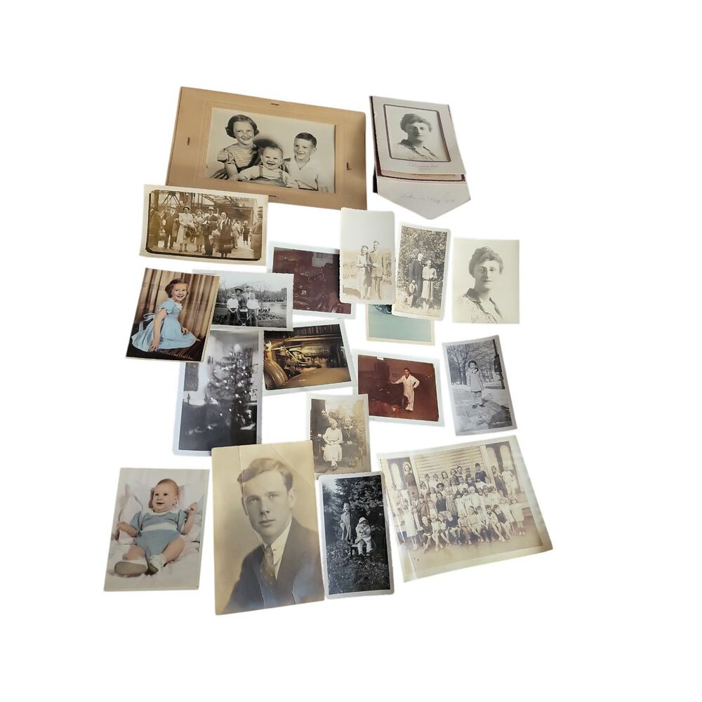 LOT OF 19 ORIGINAL RANDOM FOUND OLD PHOTOGRAPHS B&W SEPIA VINTAGE 1918-1966